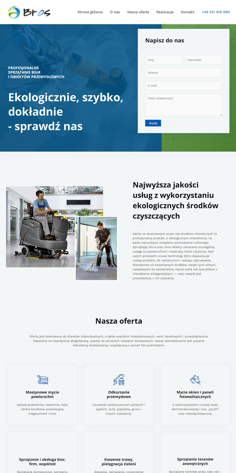 strona www Bros - serwis sprzątający