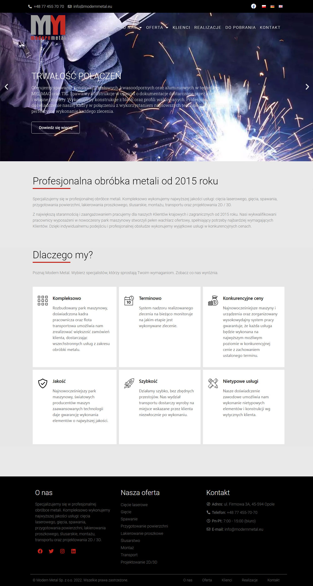 strona www Modern Metal
